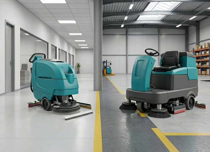 Máy chà sàn đẩy tay so với máy chà sàn ngồi lái: Loại nào phù hợp với cơ sở của bạn?